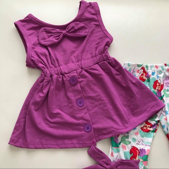 Ariel Cute Pants Sleeveless Top Bow Set - Picture 2 of 5